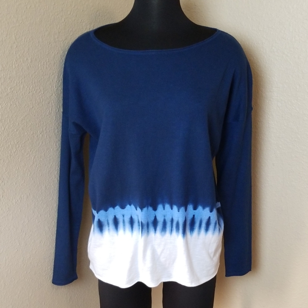 Vince Blue Tie Dye Long Sleeve Sweater